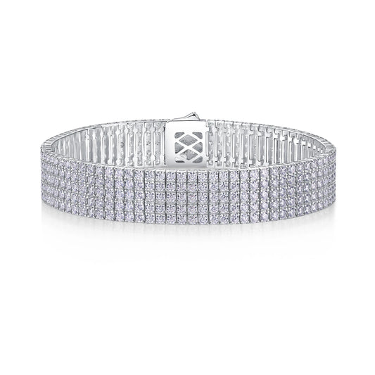 sterling silver jewelry - 925 White Gold Bracelet SLM0032B-White-17cm/6.7in front view