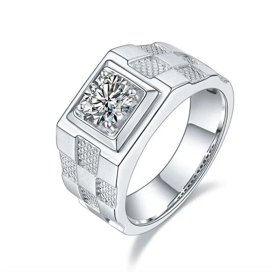 sterling silver jewelry - Silver Ring SLM0088R-White-6 front view