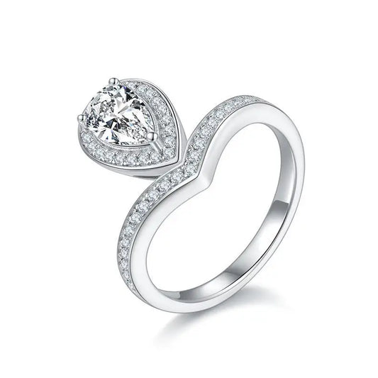 sterling silver jewelry - Silver Ring SLM0052R-White-6 front view