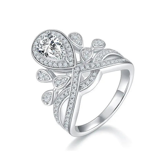 sterling silver jewelry - White Silver Jewelry SLM0053R-White-6 front view