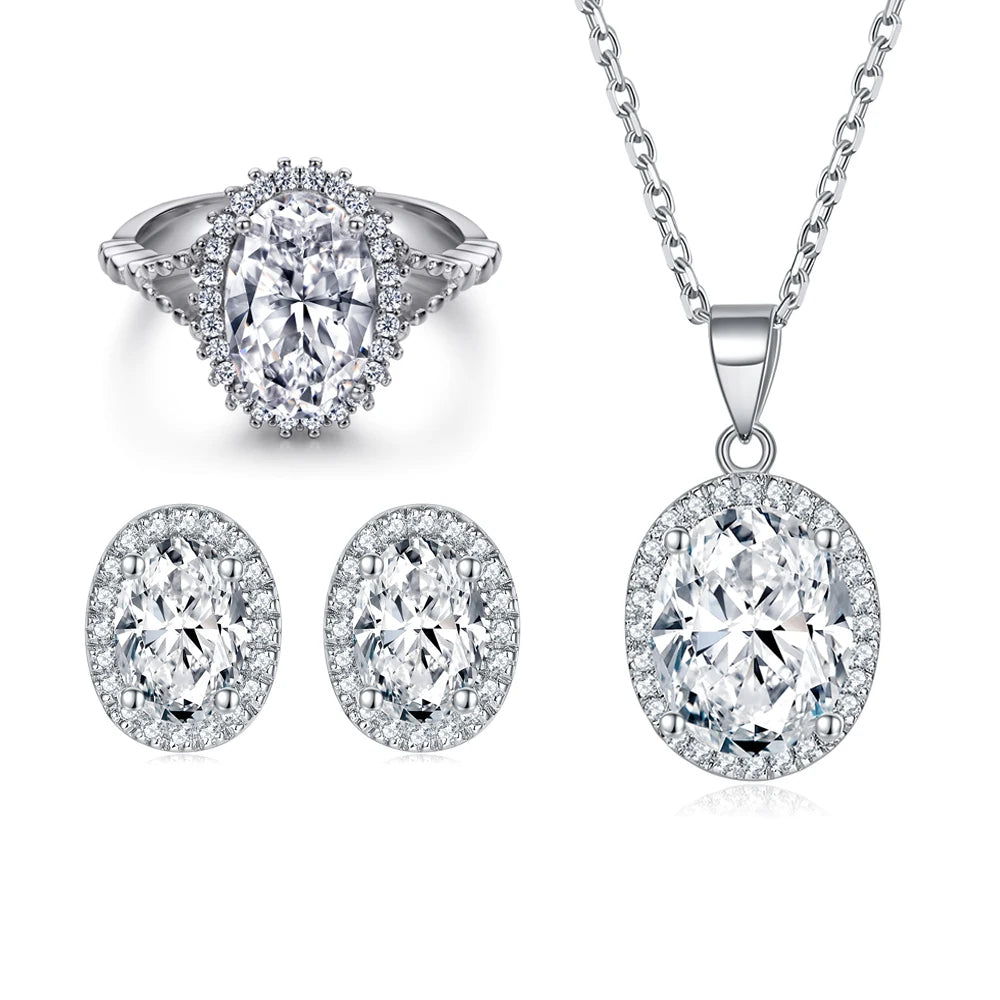 sterling silver jewelry - Silver Gold Ring Necklace Earring SLZ0003SET-TLTZ015-7 product view 06