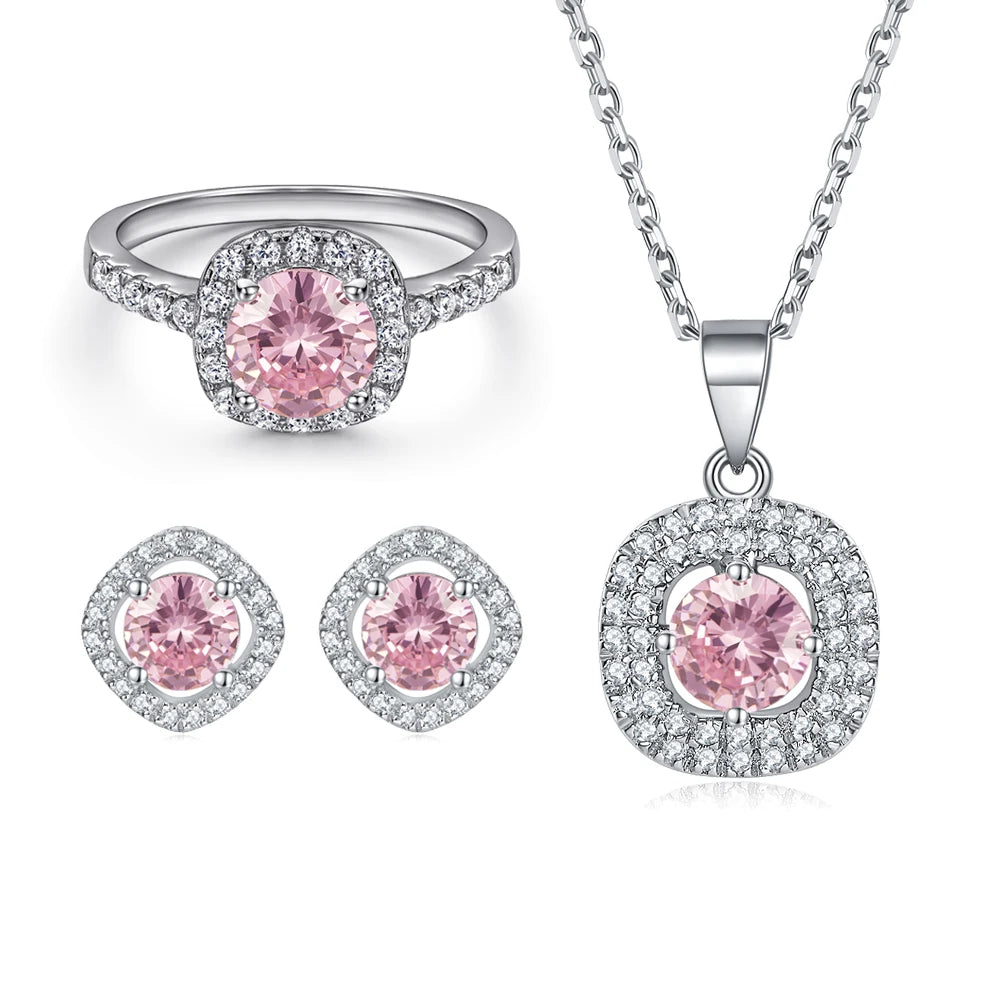 sterling silver jewelry - Silver Gold Ring Necklace Earring SLZ0003SET-TLTZ015-7 product view 09