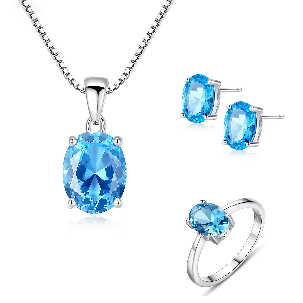 sterling silver jewelry - Silver Gold Ring Necklace Earring SLZ0003SET-TLTZ015-7 product view 10