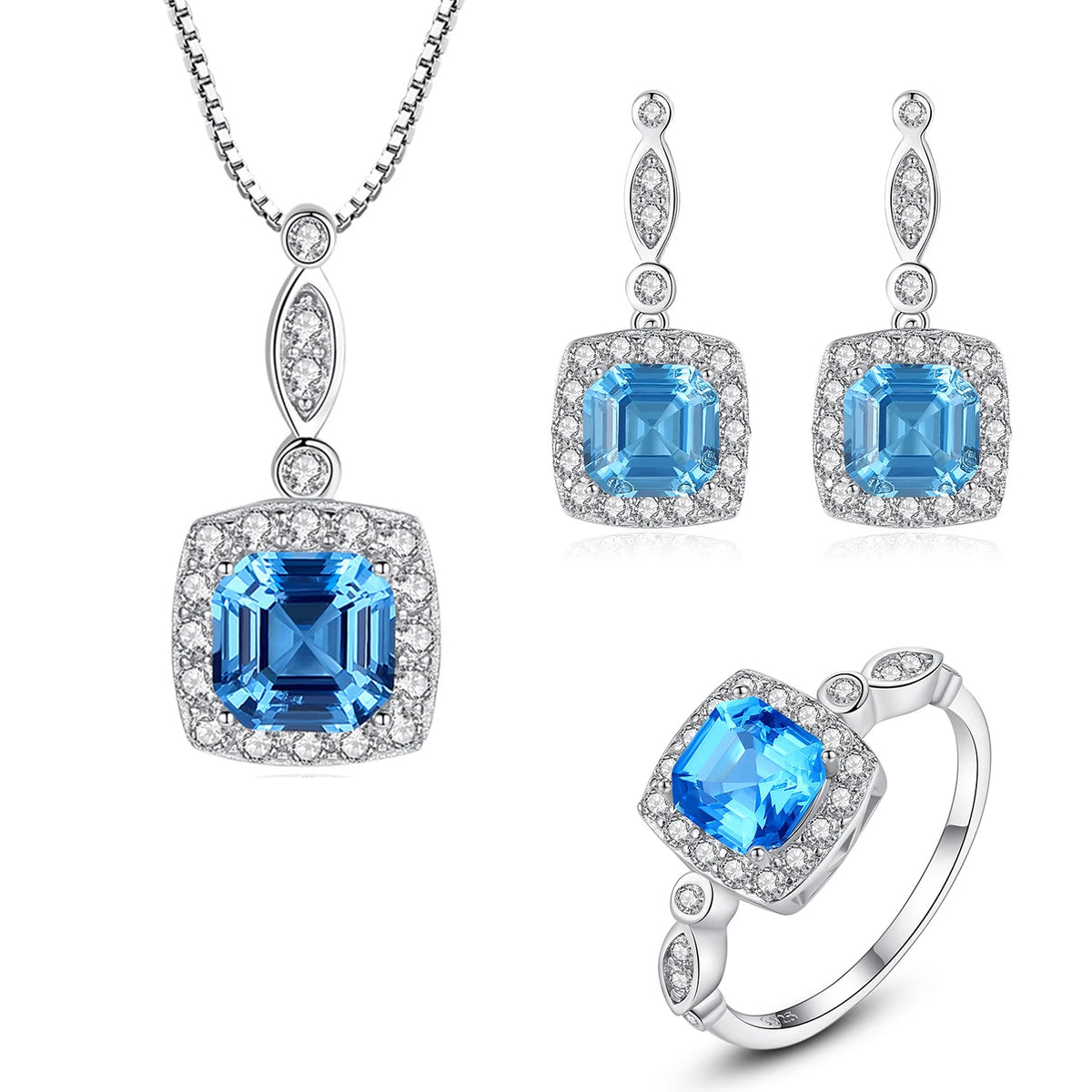 sterling silver jewelry - Silver Gold Ring Necklace Earring SLZ0003SET-TLTZ015-7 product view 14