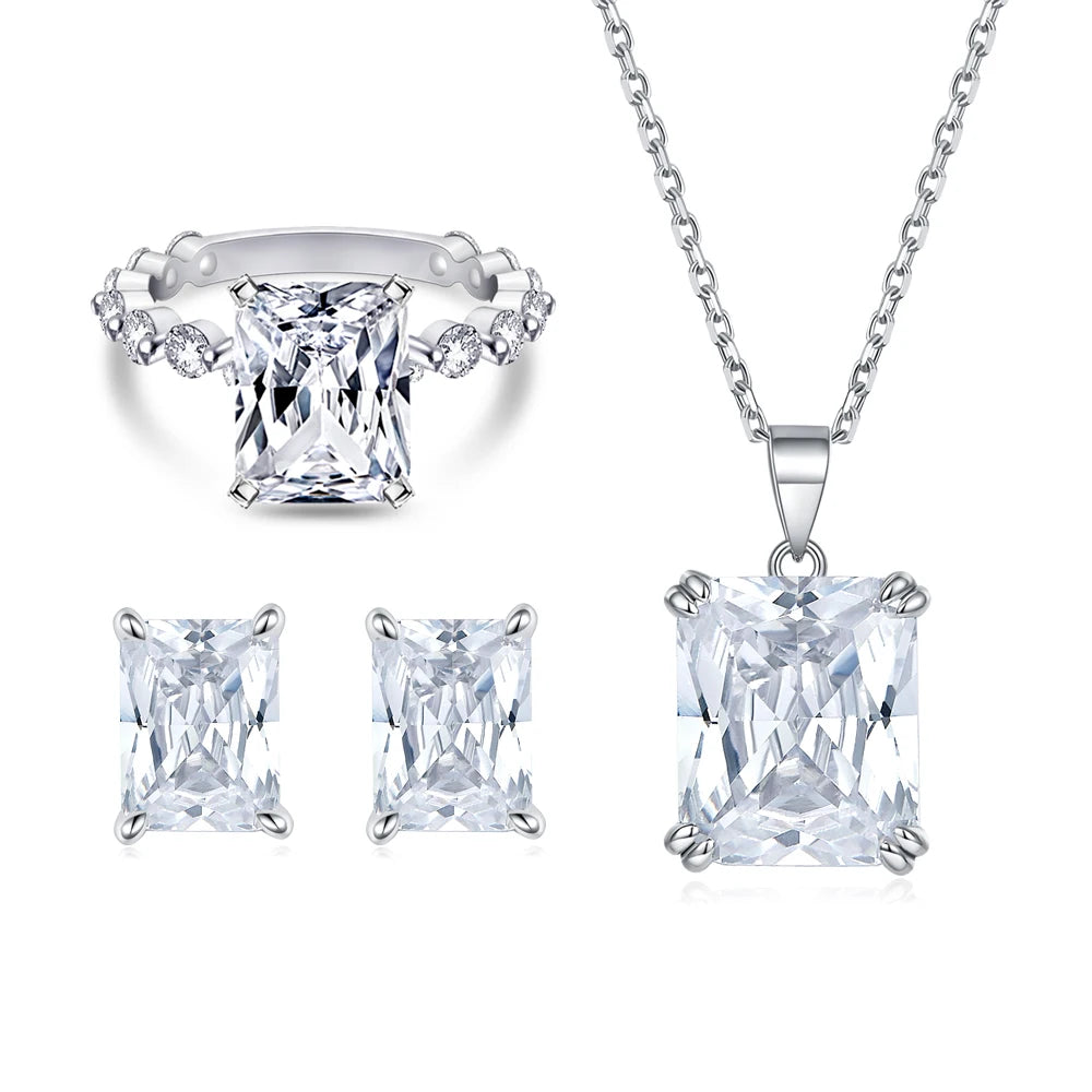 sterling silver jewelry - Silver Gold Ring Necklace Earring SLZ0003SET-TLTZ015-7 product view 16