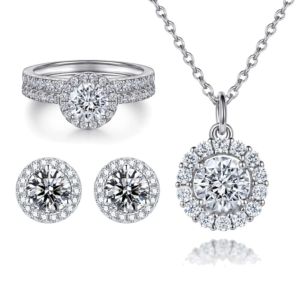 sterling silver jewelry - Silver Gold Ring Necklace Earring SLZ0003SET-TLTZ015-7 product view 17