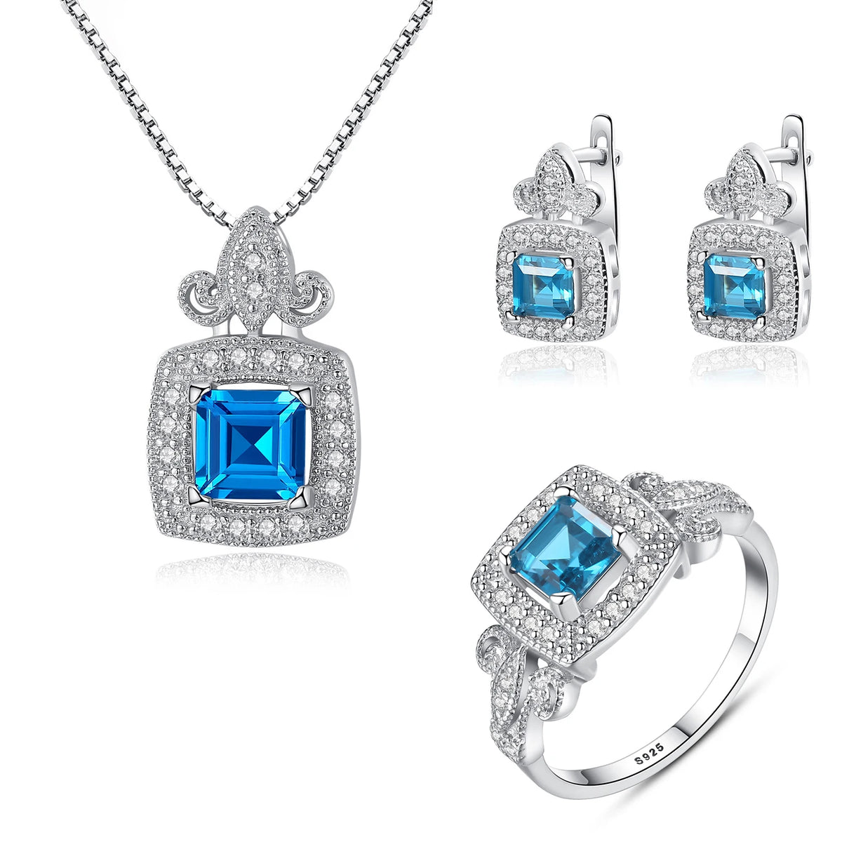sterling silver jewelry - Silver Gold Ring Necklace Earring SLZ0003SET-TLTZ015-7 product view 18