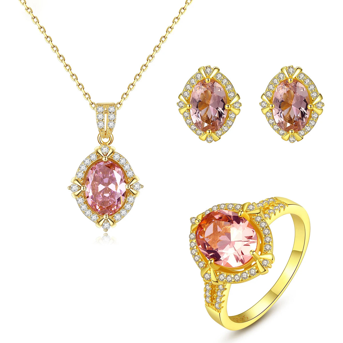 sterling silver jewelry - Silver Gold Ring Necklace Earring SLZ0003SET-TLTZ015-7 product view 19