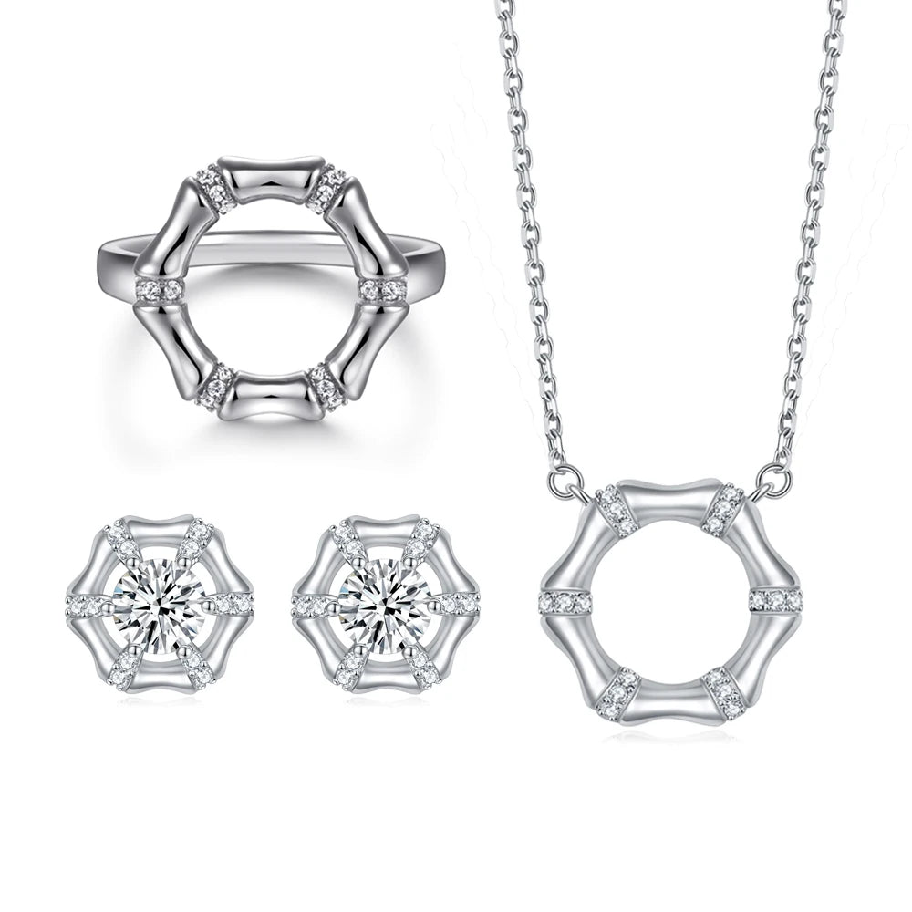 sterling silver jewelry - Silver Gold Ring Necklace Earring SLZ0003SET-TLTZ015-7 product view 20