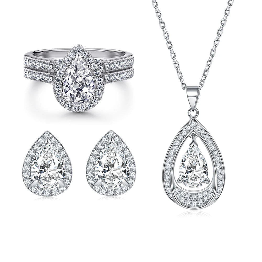 sterling silver jewelry - Silver Gold Ring Necklace Earring SLZ0003SET-TLTZ015-7 product view 21