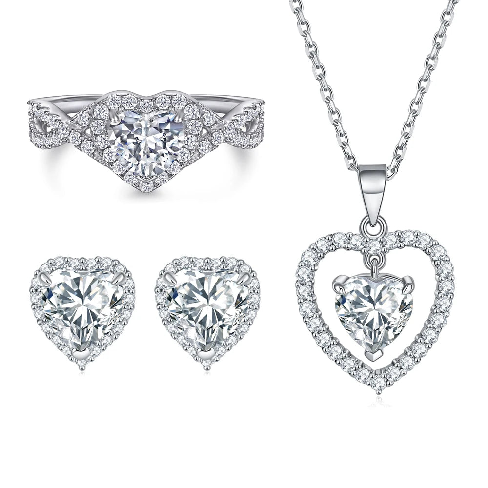 sterling silver jewelry - Silver Gold Ring Necklace Earring SLZ0003SET-TLTZ015-7 product view 24