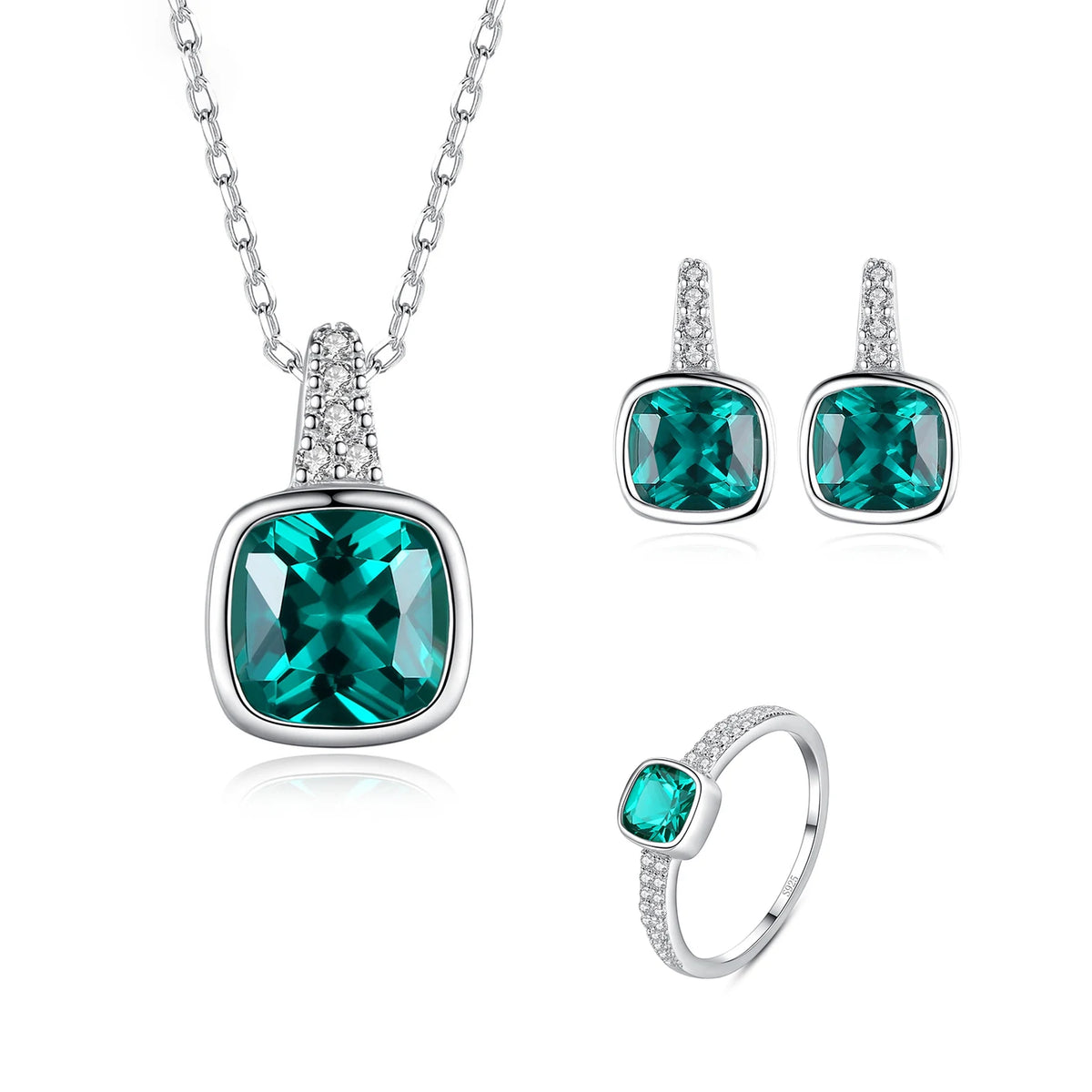 sterling silver jewelry - Silver Gold Ring Necklace Earring SLZ0003SET-TLTZ015-7 product view 25