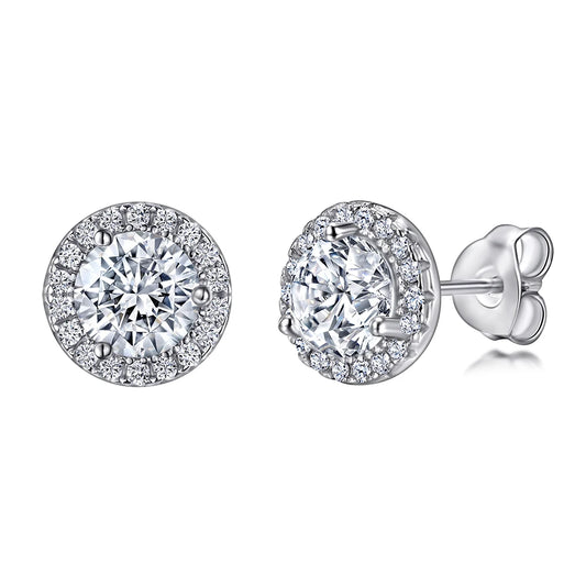 sterling silver jewelry - White Gold Earring Earrings SLM0009E-catalogue front view