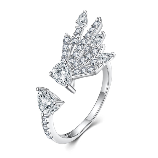 sterling silver jewelry - 925 Rings SLZ0012R-feather ring-10 front view