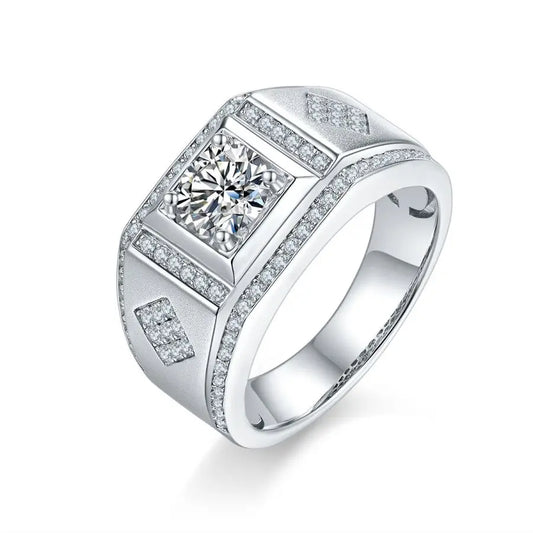 sterling silver jewelry - Silver Ring SLM0080R-White-6 front view