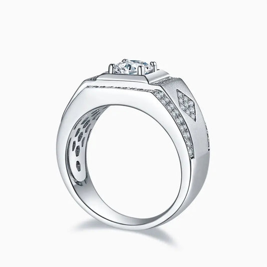 sterling silver jewelry - Silver Ring SLM0080R-White-6 open view