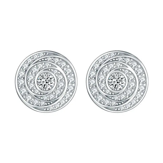 sterling silver jewelry - 925 Silver Earrings SLM0036E-silver earring studs front view