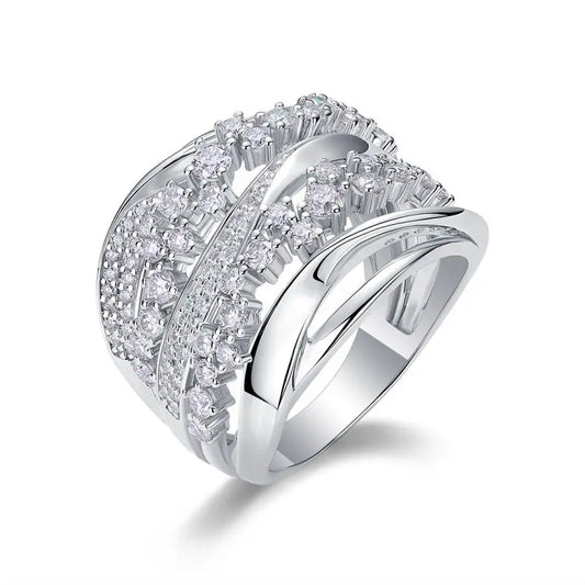 sterling silver jewelry - 925 Silver White Ring SLM0099R-White-6 front view