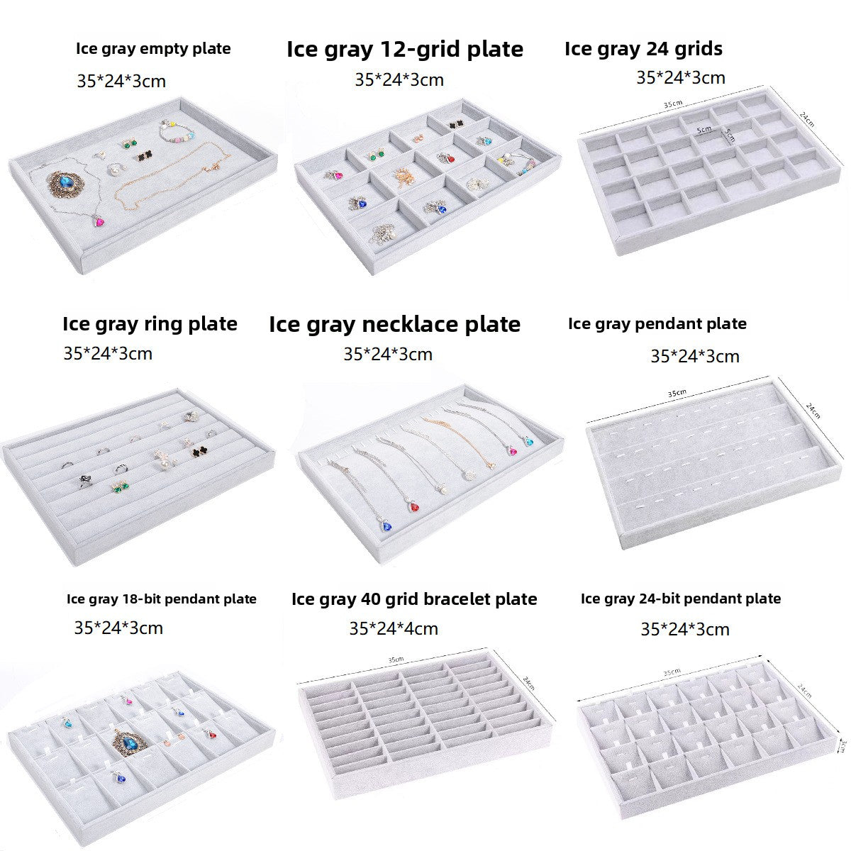 Gray Velvet  Jewelry Tray