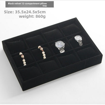 Ice Flower Velvet Small Pillow Plate 12-grid Stall Bracelet Bracelet String Storage Box Stall Props Jewelry Watch Display Plate
