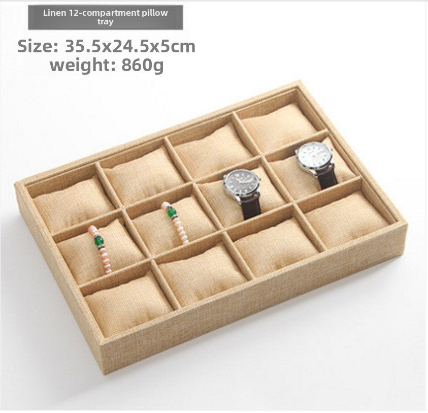 Ice Flower Velvet Small Pillow Plate 12-grid Stall Bracelet Bracelet String Storage Box Stall Props Jewelry Watch Display Plate