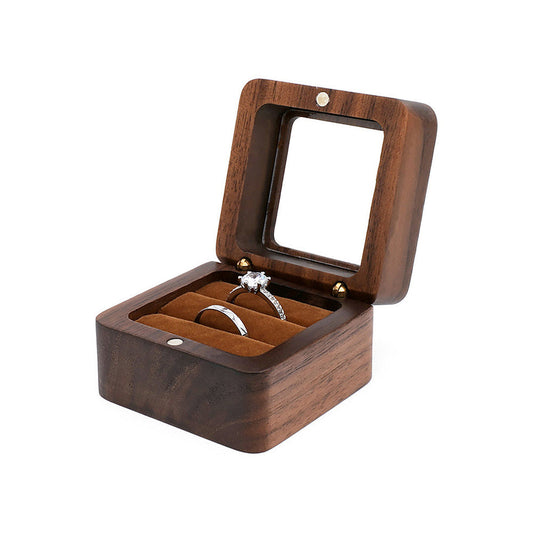 Wooden Ring Box - open ring box main view