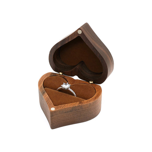 Wooden Velvet Ring Box - open ring box main view
