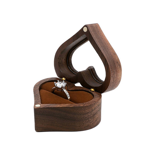 Clear Wooden Ring Box Boxes - open ring box main view
