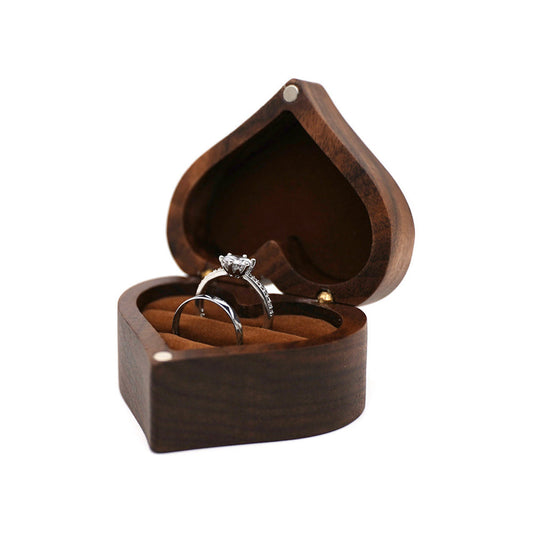 Wooden Ring Box - open ring box main view