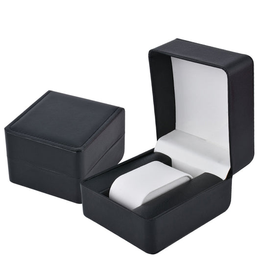 watch box - Black PU Leather Watch Boxes Holder Watches WB01-BK W front view
