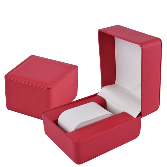 watch box - Red PU Leather Watch Box Boxes Holder WB01-R W front view