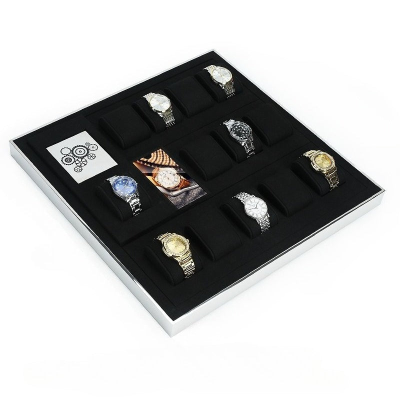 watch display - Black Microfiber Watch Display Tray C01938 open view
