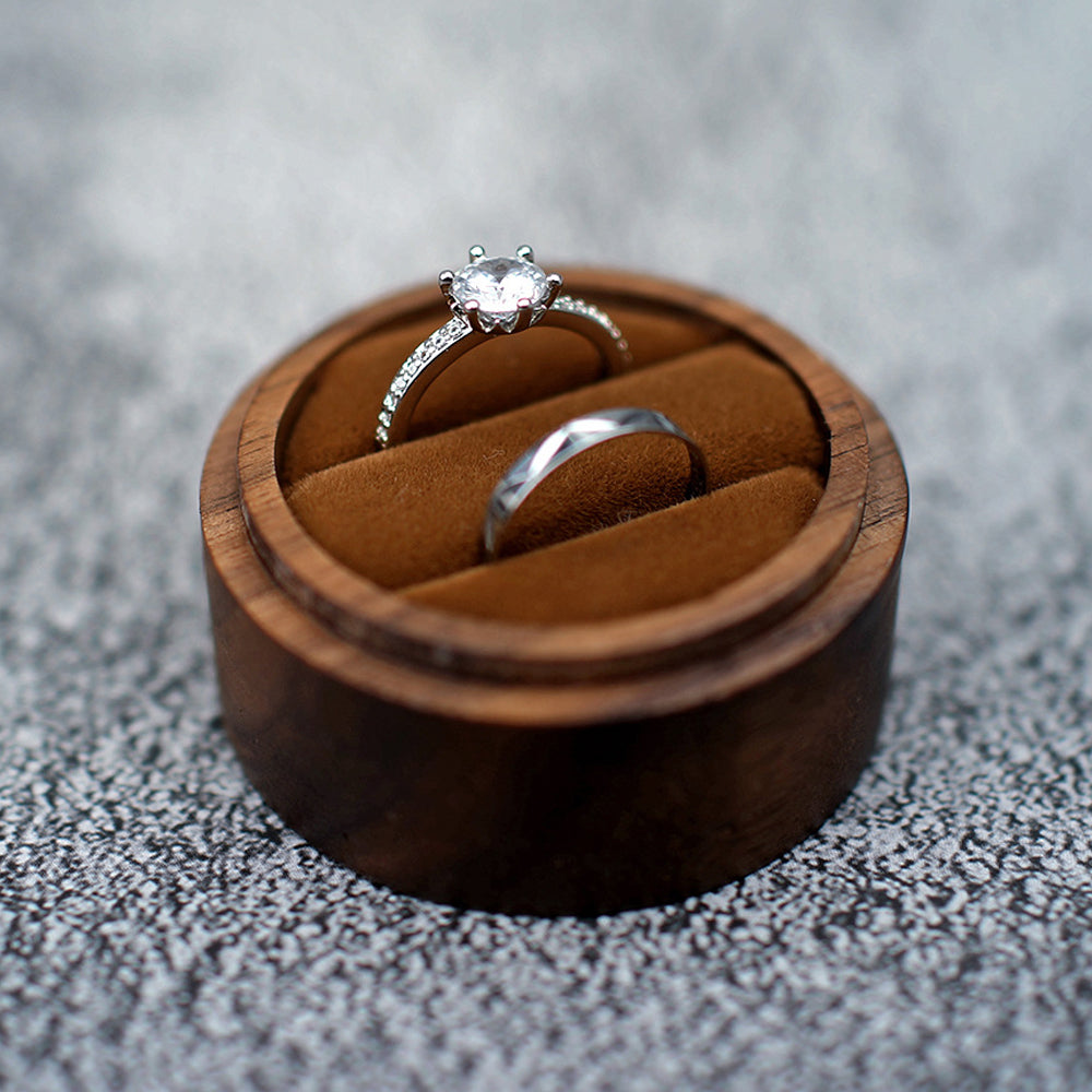 ring box - Brown Wood Wooden Ring Box W06DR1-BR side view