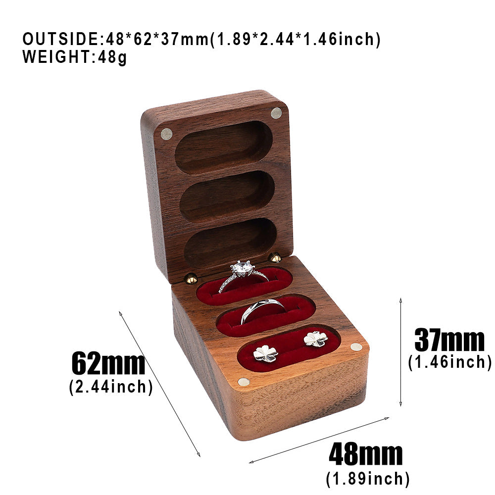 ring box and earring box - Wooden Ring Box Earring Boxes W05R-R side view