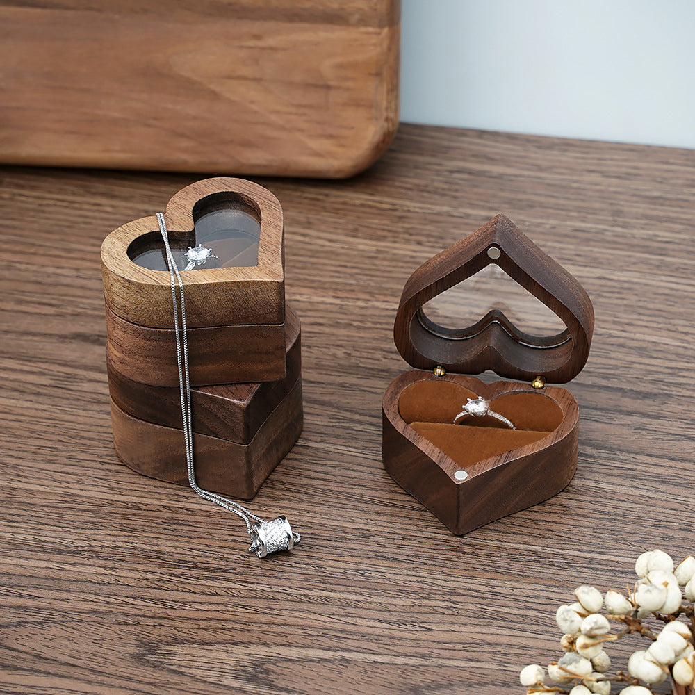 ring box - Clear Wooden Ring Box Boxes W03DR2-BR side view