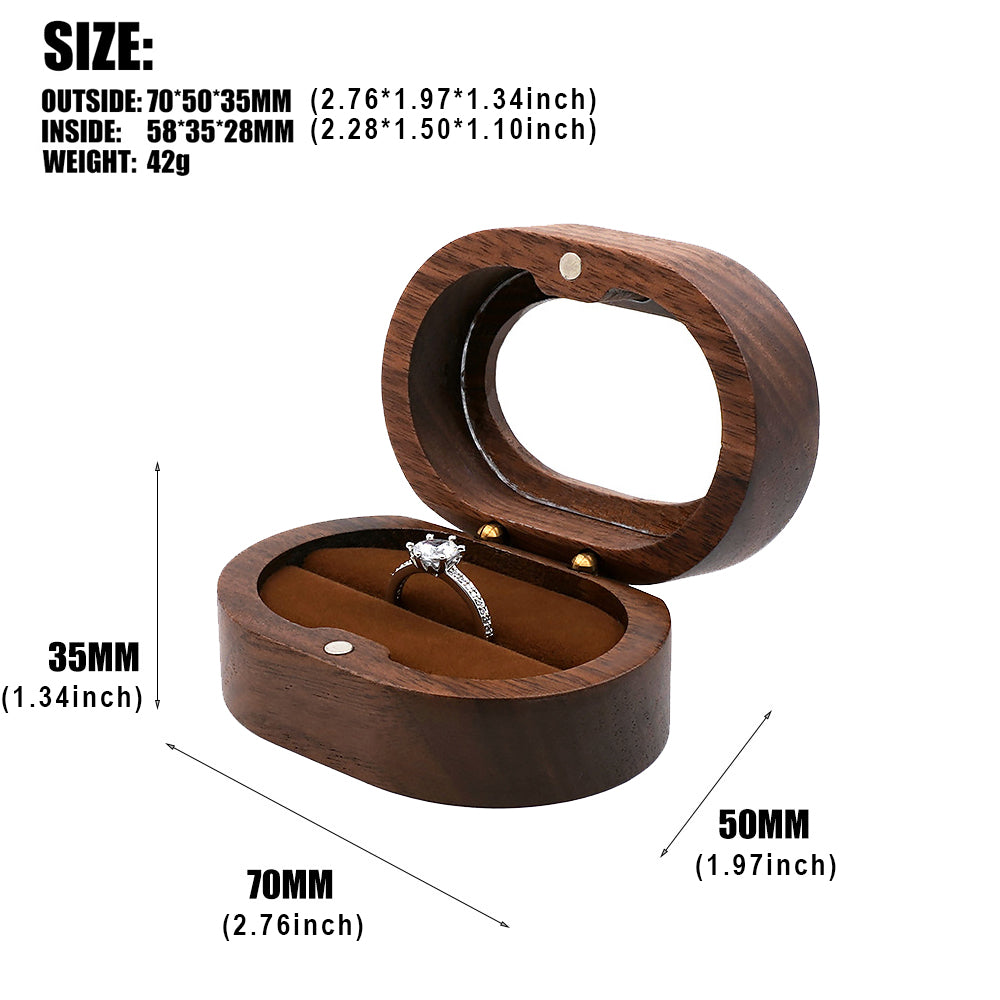 ring box - Clear Black Wooden Velvet Ring Box Boxes W04R2-BR side view